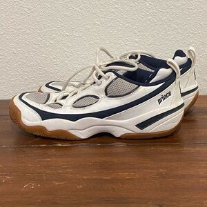 Prince White and Navy Athletic Sneakers with Gum Outsole